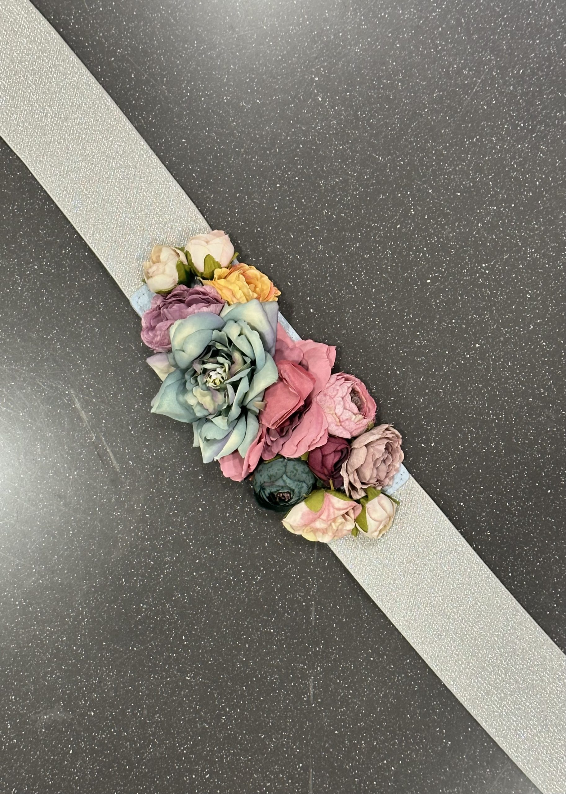 Cinturón Floral Elástico Plata