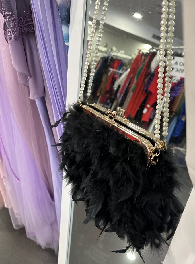 Bolso Plumas Perlas