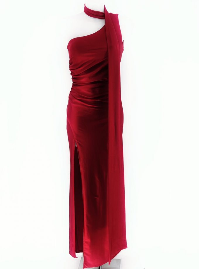 Vestido Seda Atado Cuello