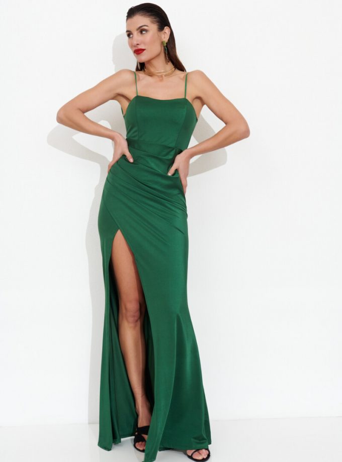 Vestido Seda Elástico Drapeado Espalda