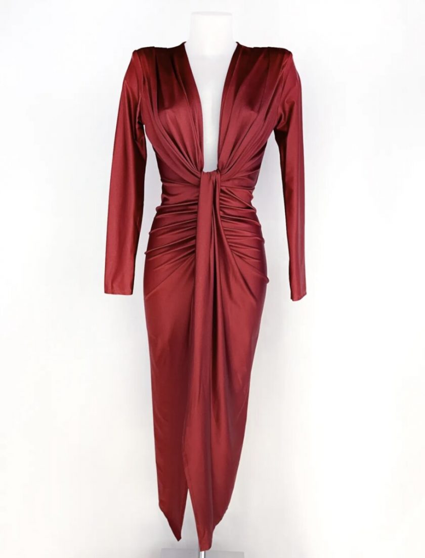Vestido Seda Escote Nudo Mangas - Imagen 18