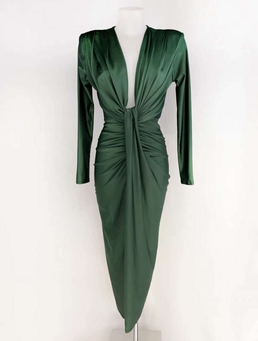 Vestido Seda Escote Nudo Mangas - Imagen 19