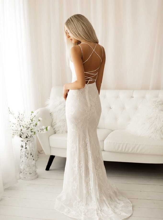 Vestido Sirena Espalda Cruzada