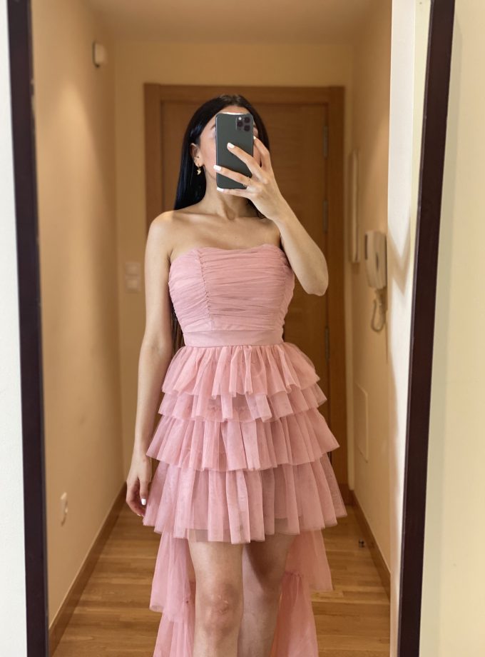 Vestido Tul Volantes Asimétrico