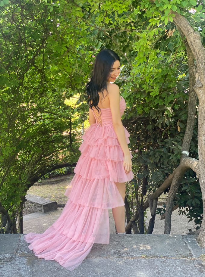 Vestido Tul Volantes Asimétrico