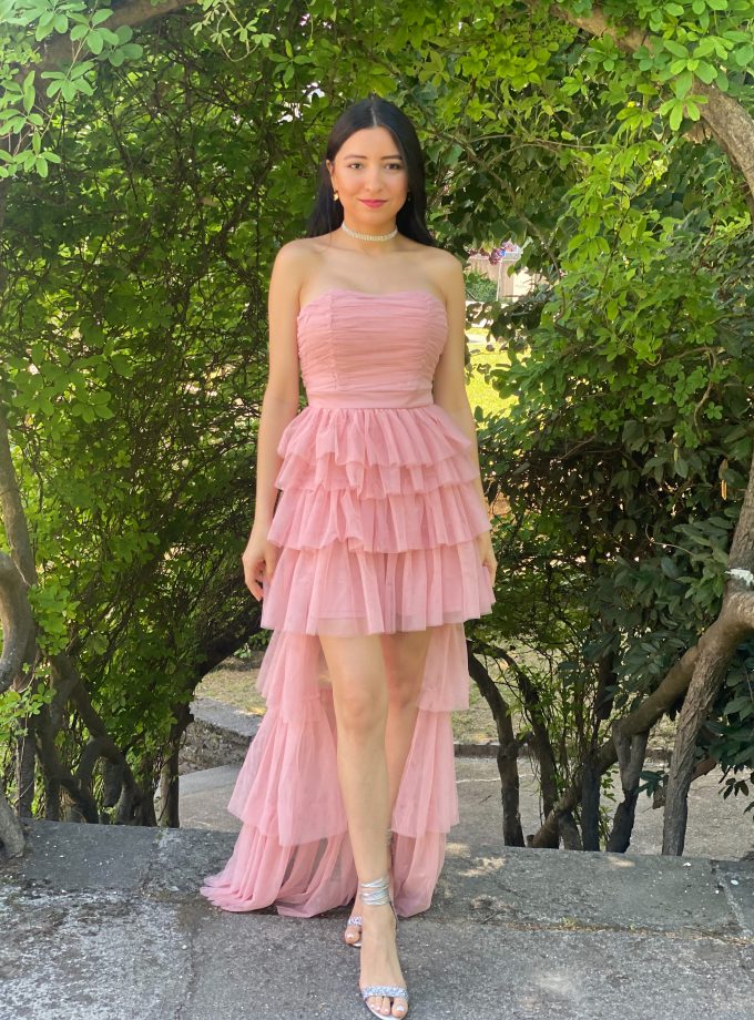 Vestido Tul Volantes Asimétrico