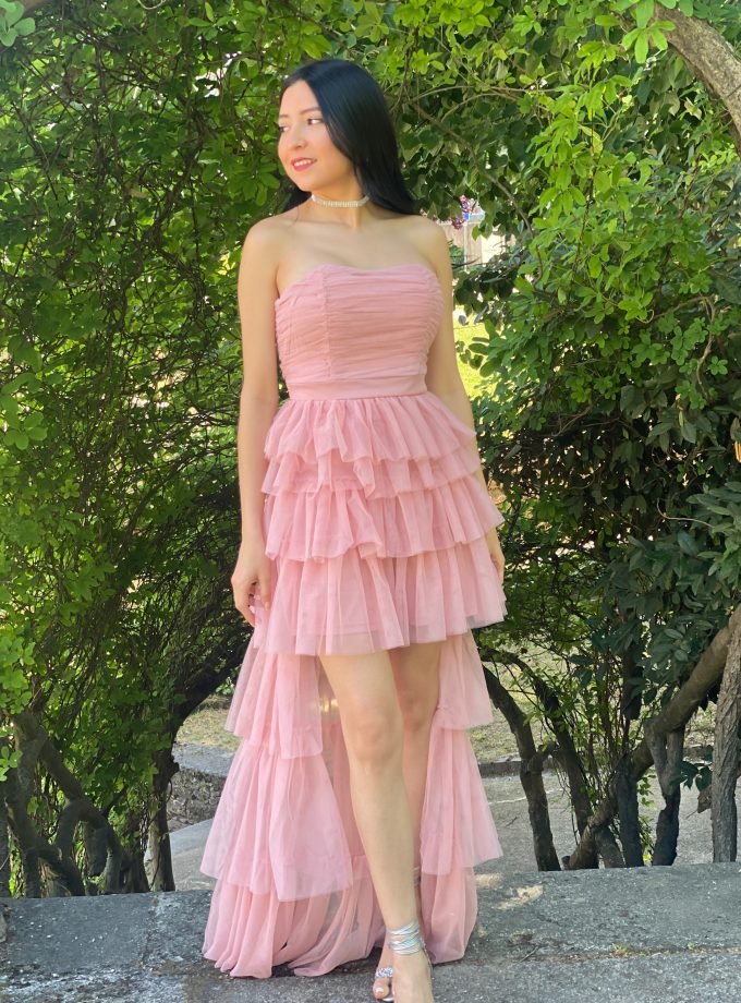 Vestido Tul Volantes Asimétrico