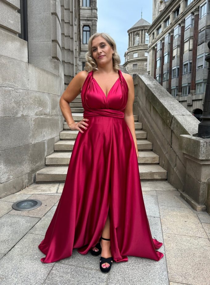 Vestido Multiposición Seda Abertura