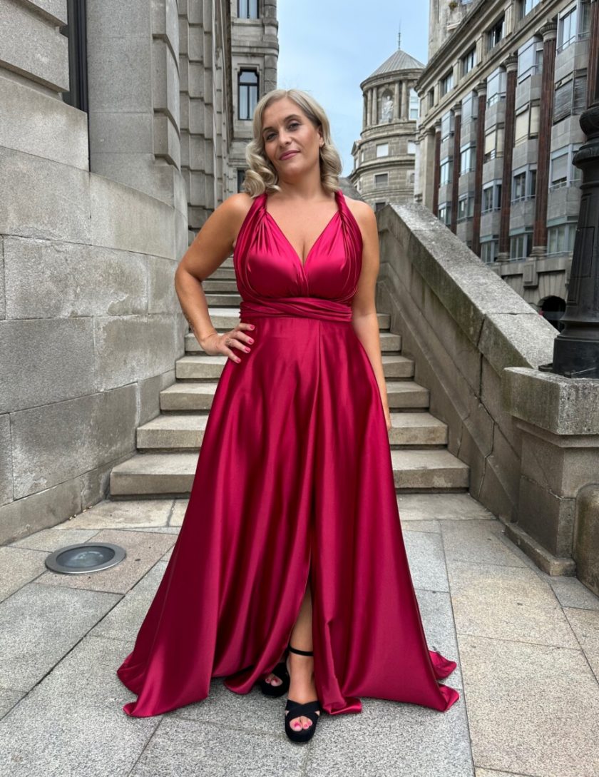 Vestido Multiposición Seda Abertura - Imagen 5