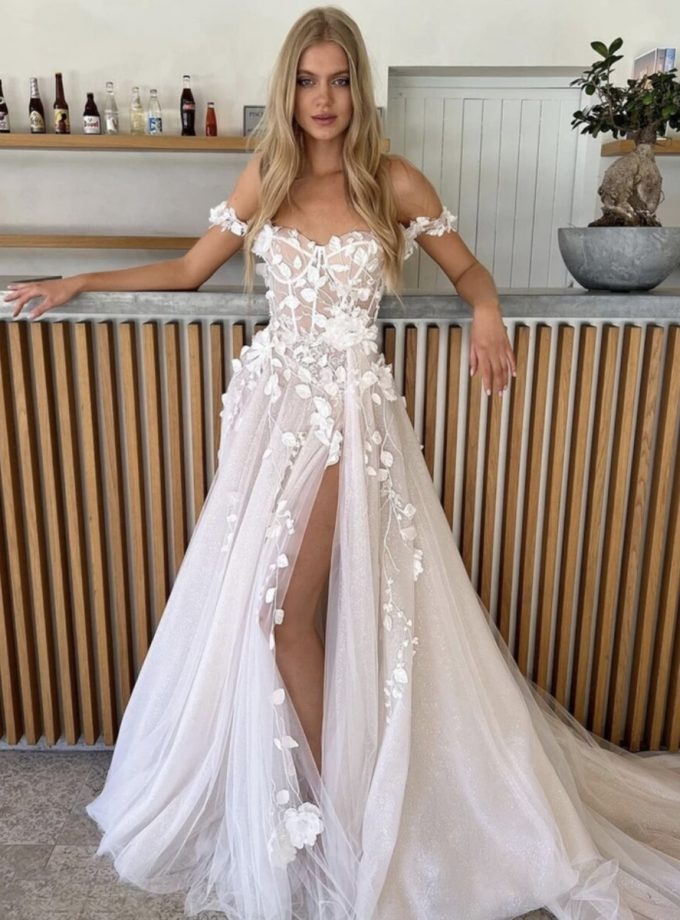 Vestido Hojitas Novia