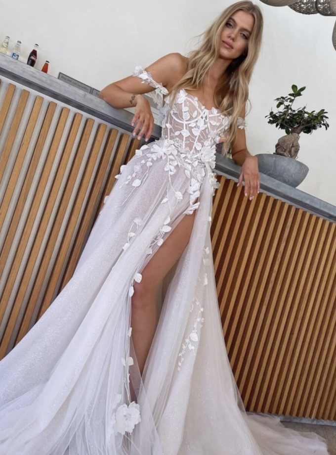 Vestido Hojitas Novia
