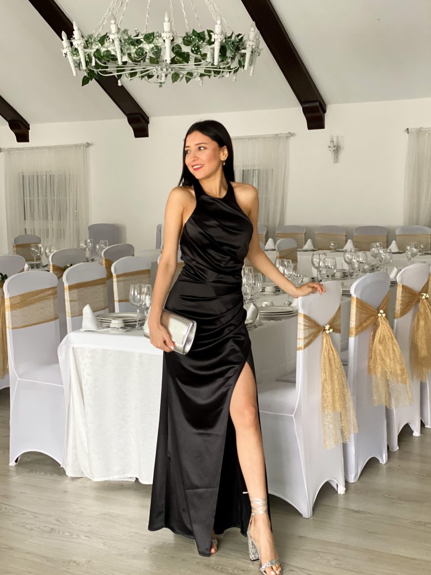 Vestido Seda Halter Drapeado - Imagen 9