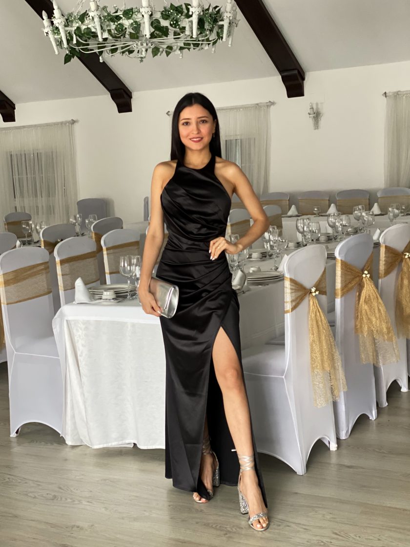 Vestido Seda Halter Drapeado - Imagen 8