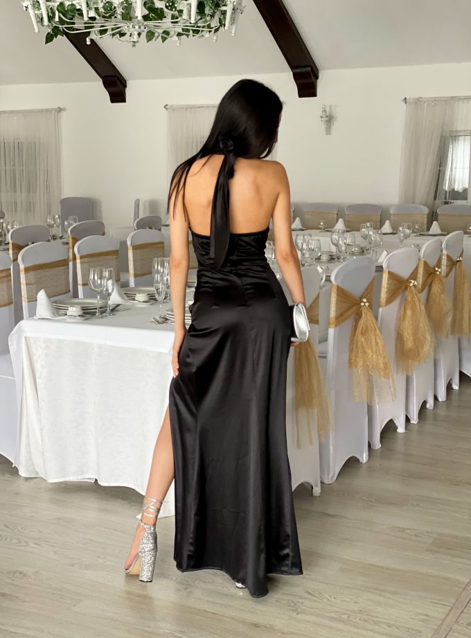 Vestido Seda Halter Drapeado