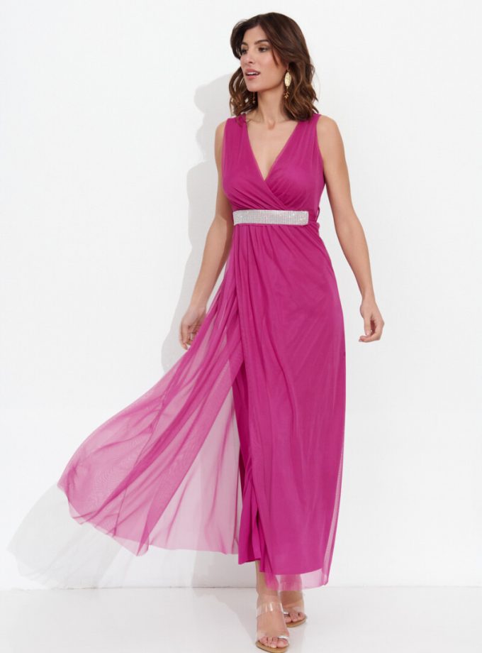 Vestido Tul Basic Cintura Brillos