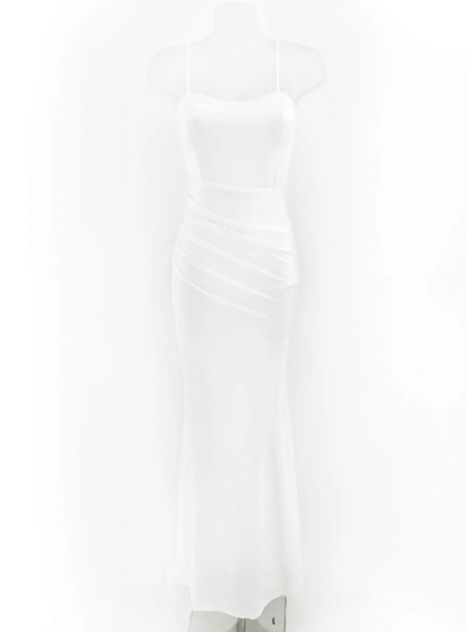 Vestido Seda Elástico Drapeado Espalda Novia