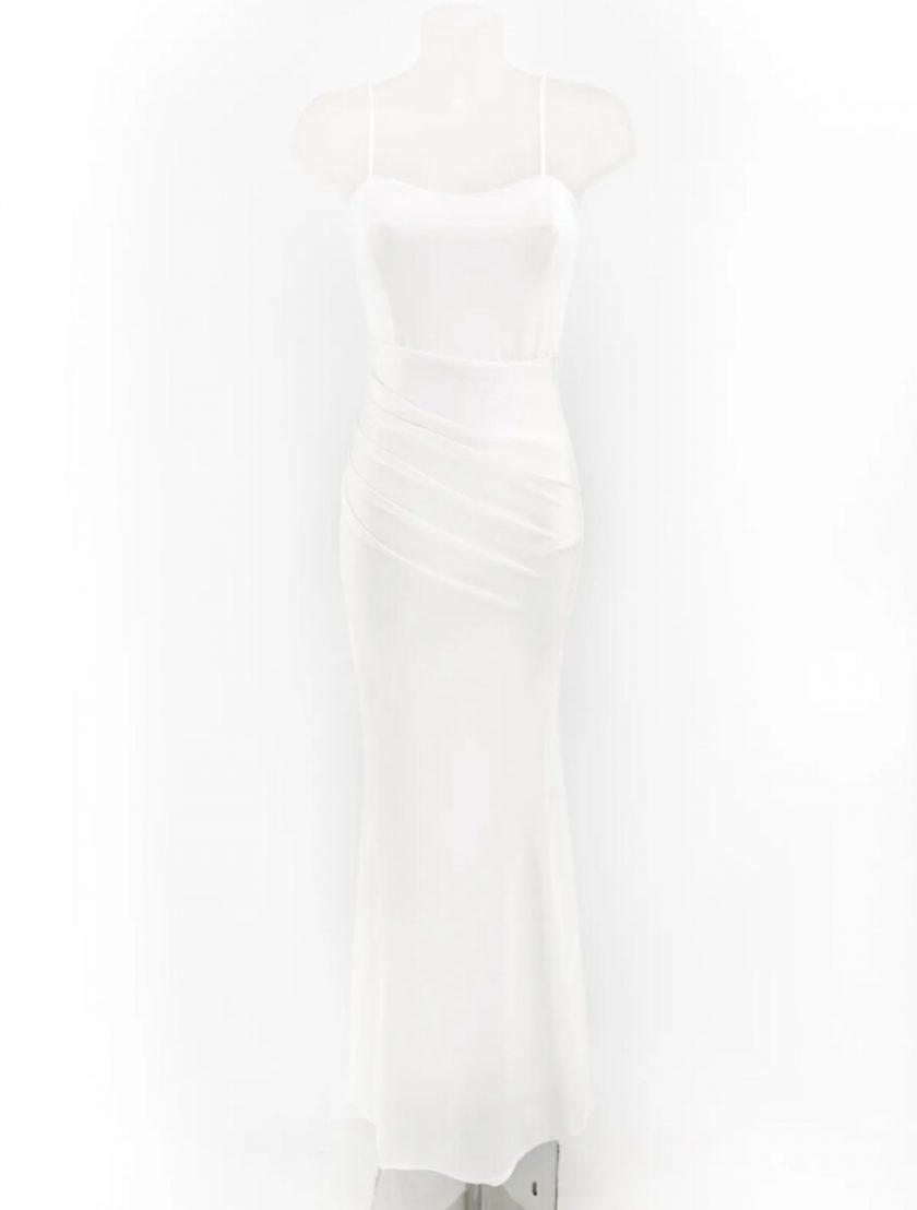 Vestido Seda Elástico Drapeado Espalda Novia - Imagen 33