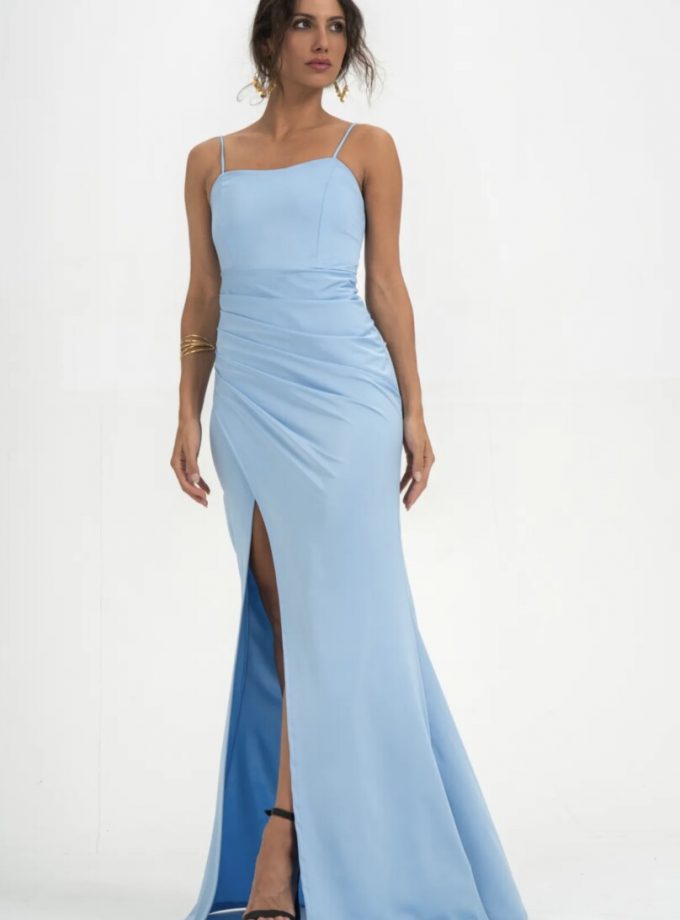 Vestido Seda Elástico Drapeado Espalda Novia