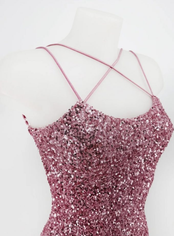 Vestido Lentejuelas Elástico Largo