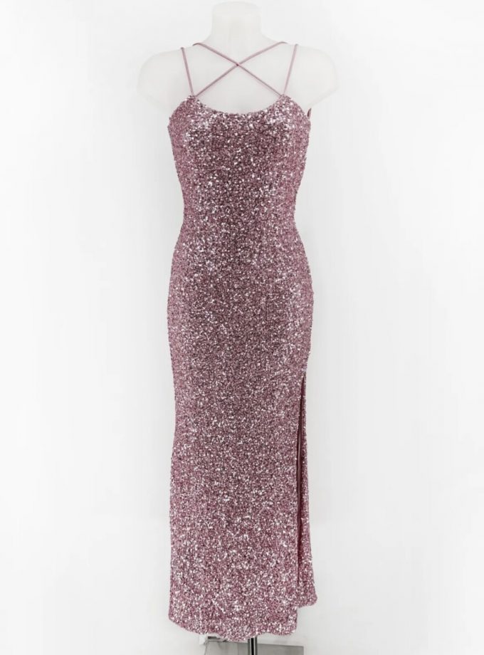Vestido Lentejuelas Elástico Largo