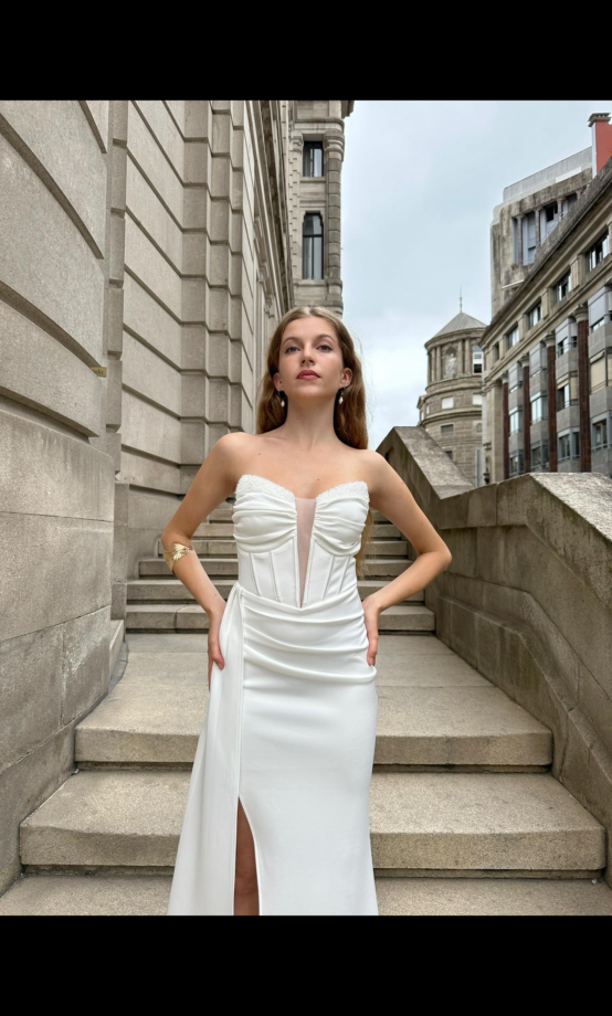 Vestido Sirena Corsé Brillos Novia
