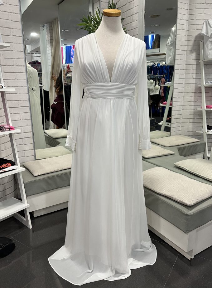 Vestido Gasa Aberturas Mangas Novia