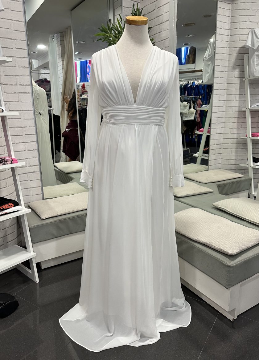 Vestido Gasa Aberturas Mangas Novia - Imagen 8