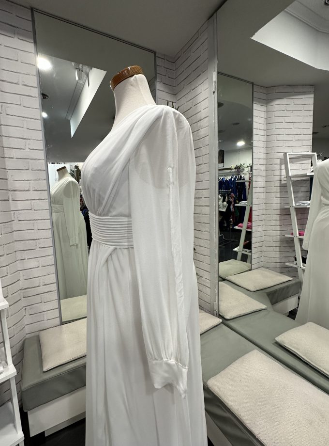 Vestido Gasa Aberturas Mangas Novia