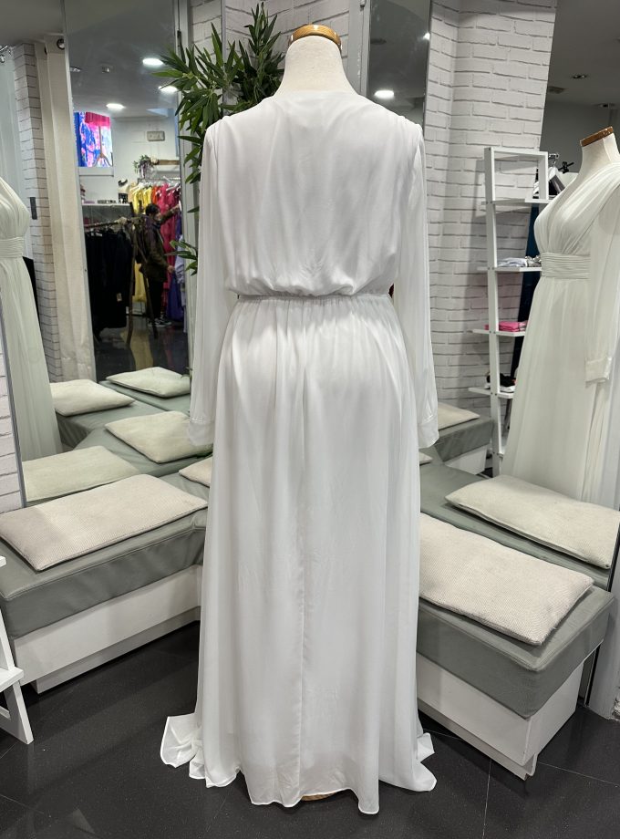 Vestido Gasa Aberturas Mangas Novia