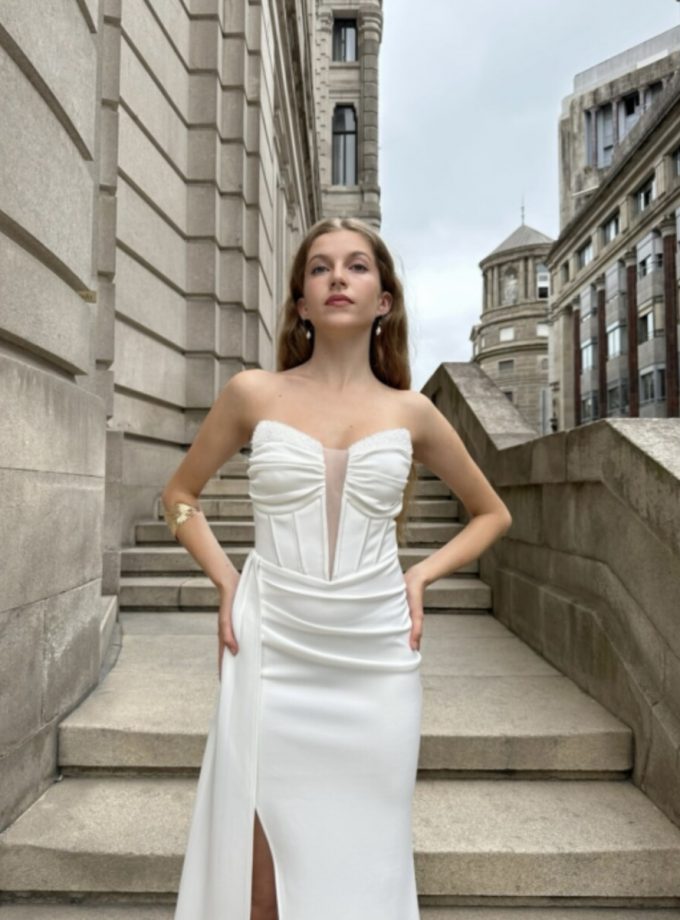 Vestido Sirena Corsé Brillos Novia