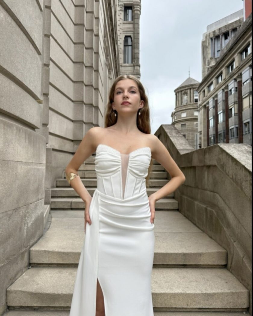 Vestido Sirena Corsé Brillos Novia