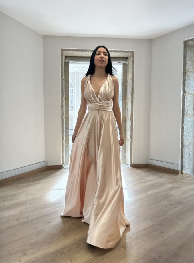 Vestido Multiposición Seda Abertura