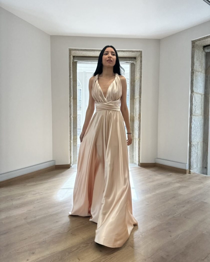 Vestido Multiposición Seda Abertura - Imagen 12