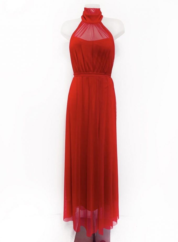 Vestido Tul Halter Transparencia pecho