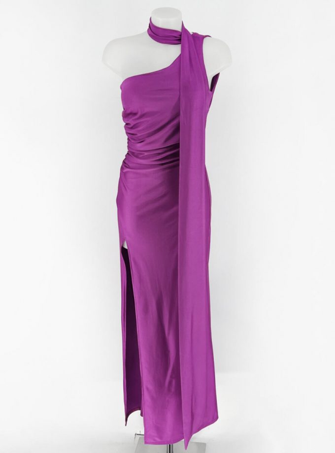 Vestido Seda Atado Cuello