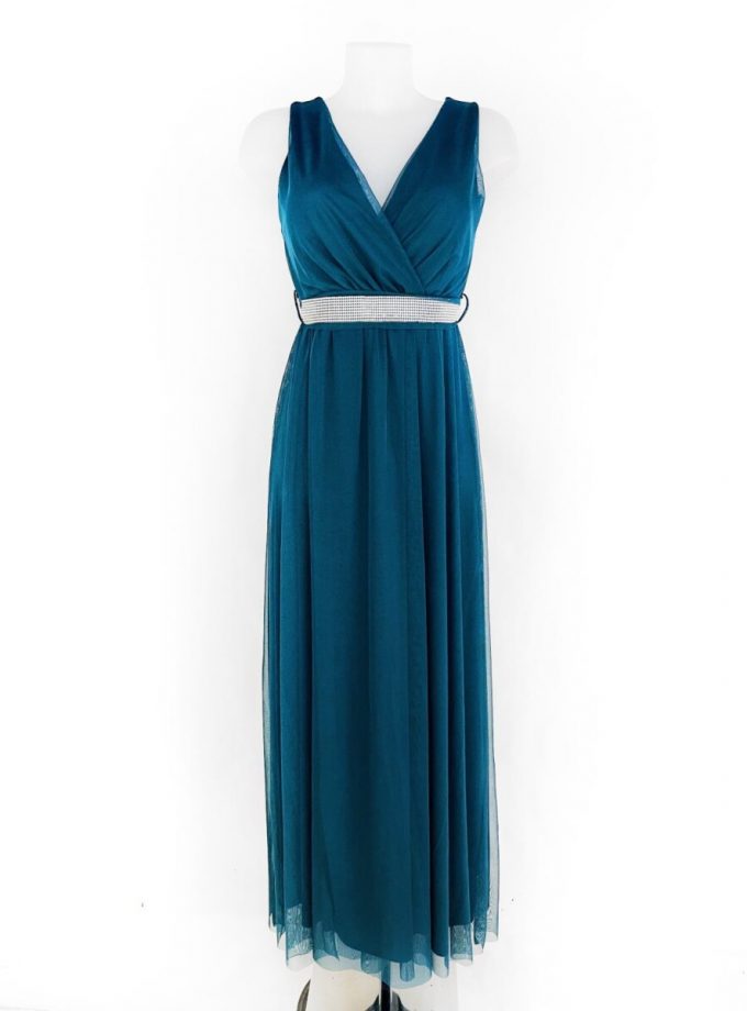 Vestido Tul Basic Cintura Brillos