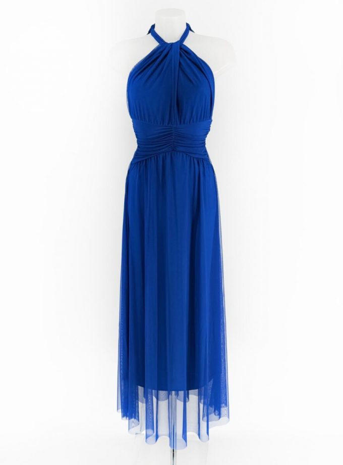 Vestido Tul Halter Abertura Pecho