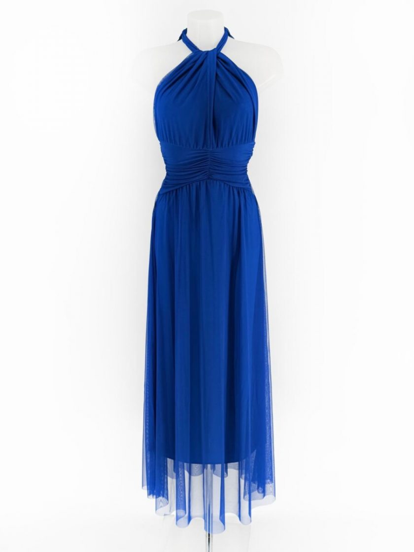 Vestido Tul Halter Abertura Pecho - Imagen 2