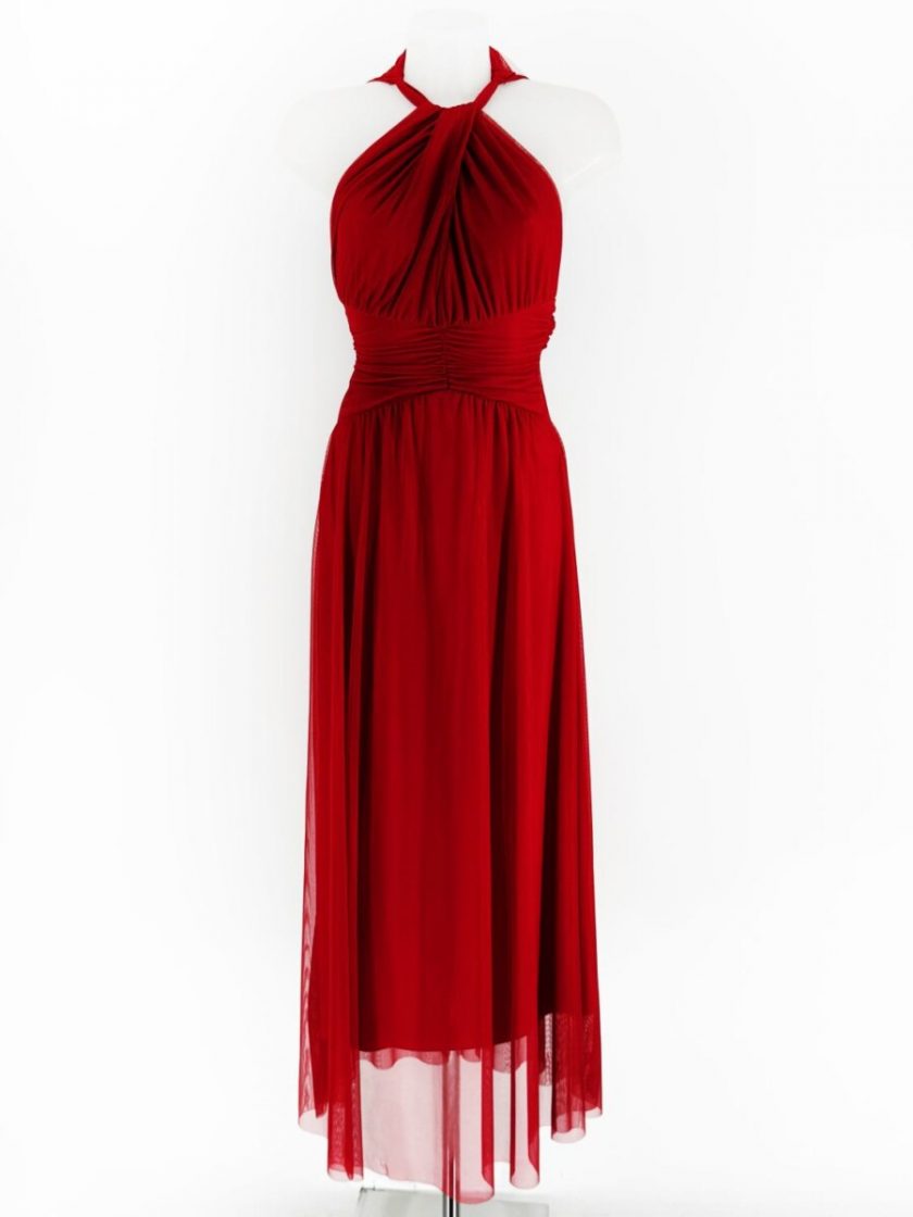 Vestido Tul Halter Abertura Pecho - Imagen 3