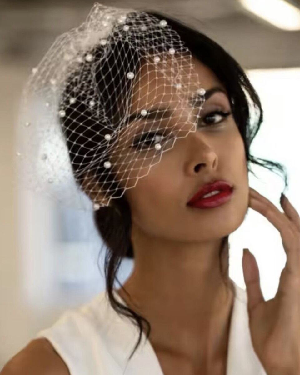 Tocado Velo Mini Perlas