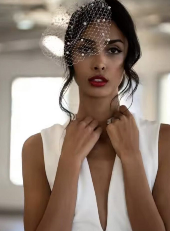 Tocado Velo Mini Perlas