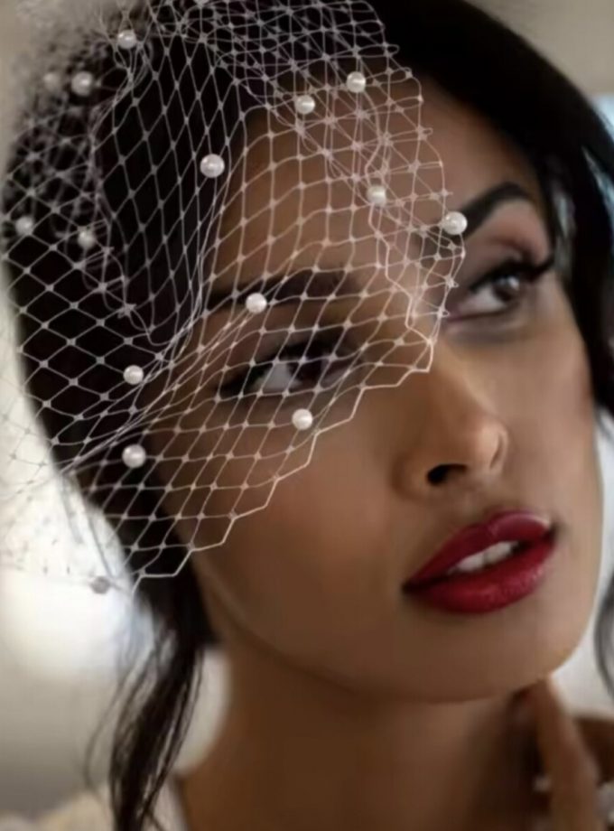 Tocado Velo Mini Perlas