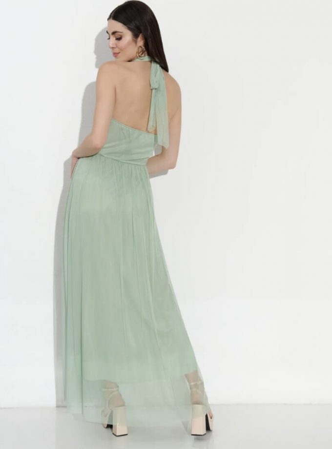Vestido Tul Halter Transparencia pecho