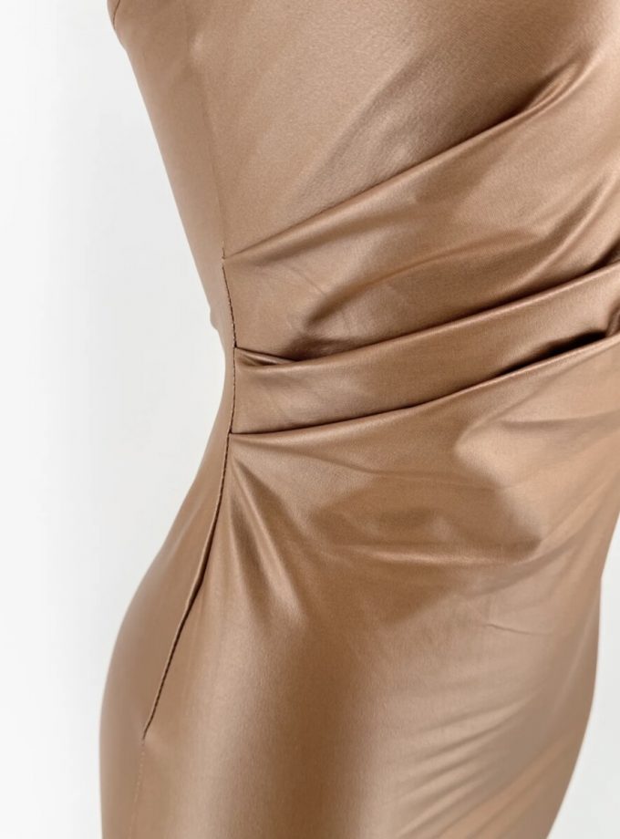 Vestido Polipiel Drapeado Largo