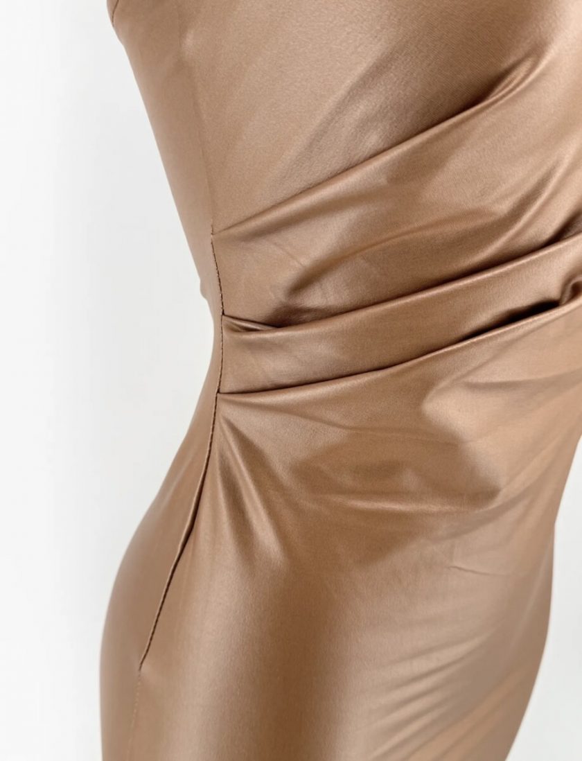 Vestido Polipiel Drapeado Largo - Imagen 4