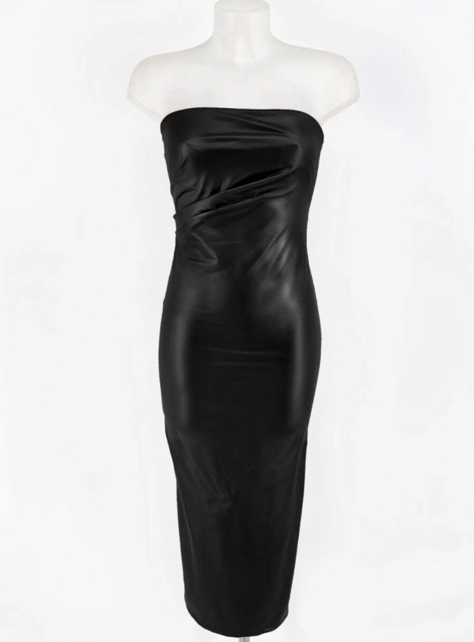 Vestido Polipiel Drapeado Largo