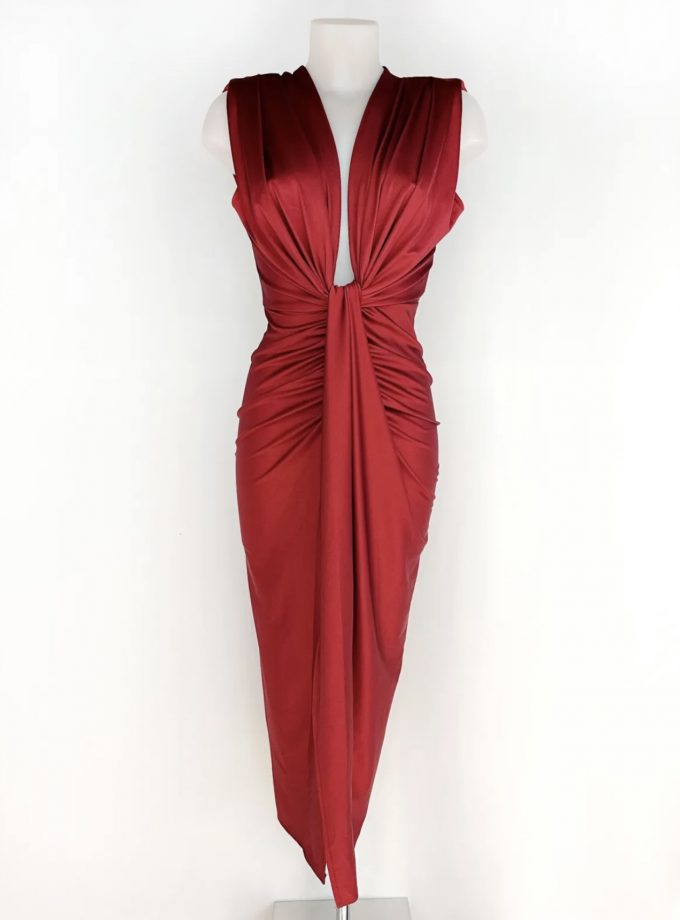 Vestido Seda Escote Nudo