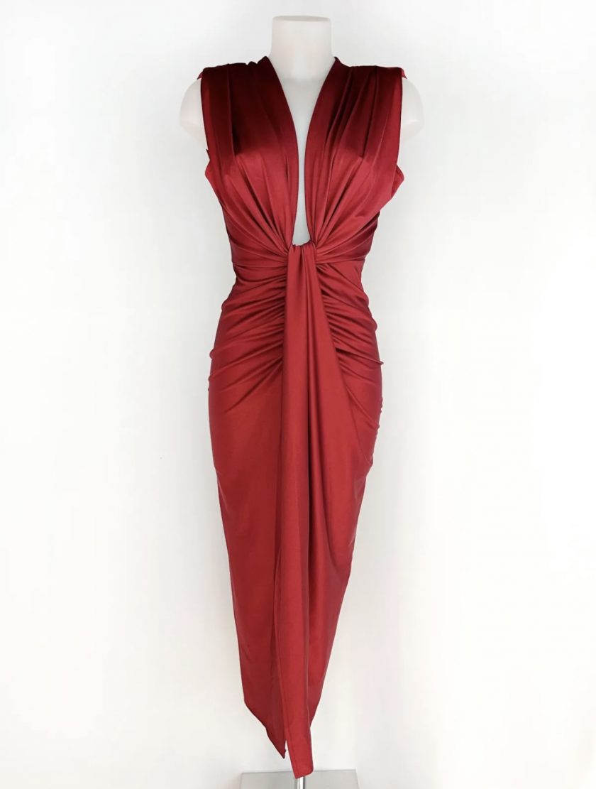 Vestido Seda Escote Nudo - Imagen 5