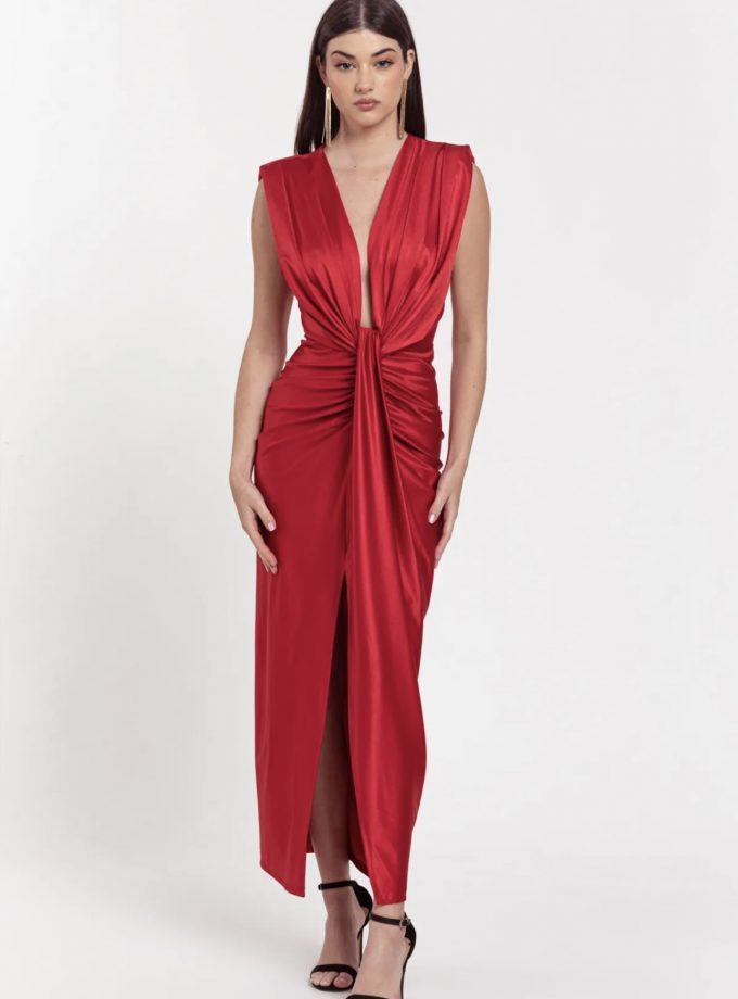 Vestido Seda Escote Nudo