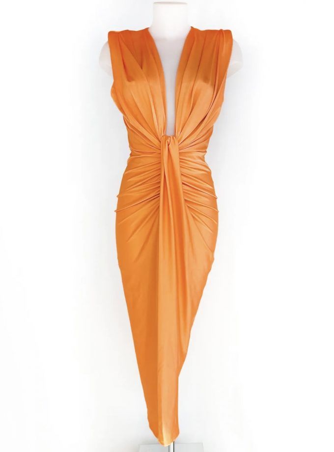 Vestido Seda Escote Nudo